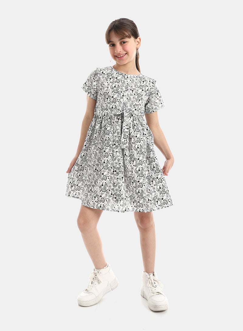 Andora Crew Neck Patterned Dress - Image 1