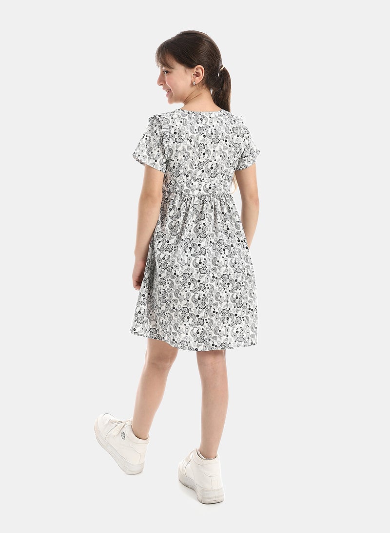 Andora Crew Neck Patterned Dress - Image 4