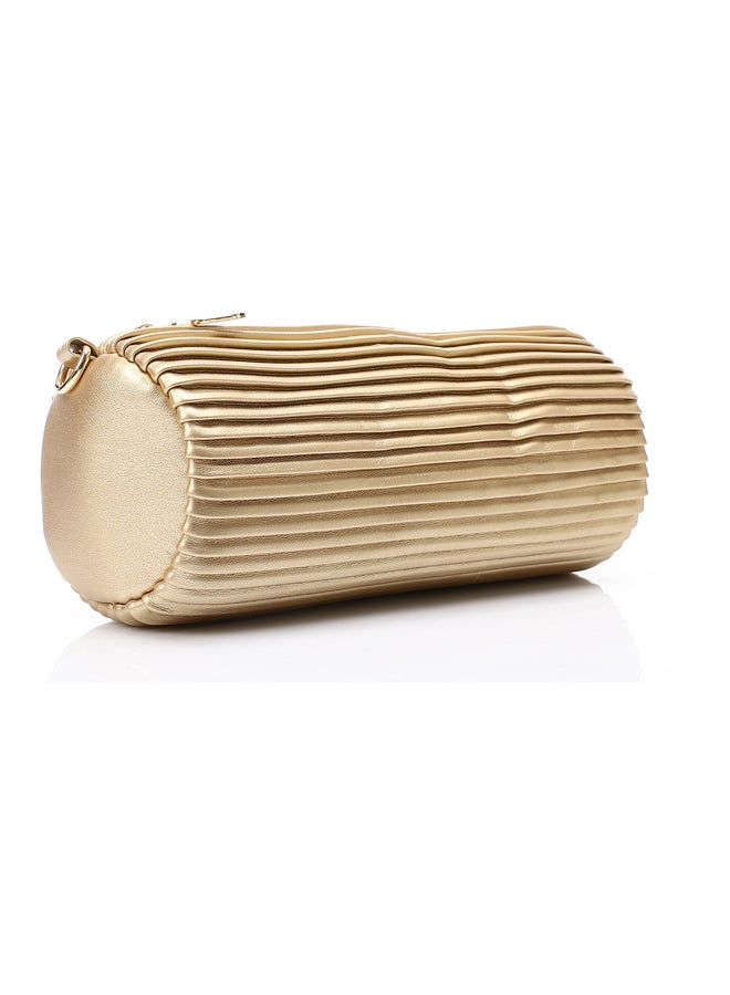 DejaVu One Main Compartment Zipper Closure Plisse Cross Bag - Gold - Image 1