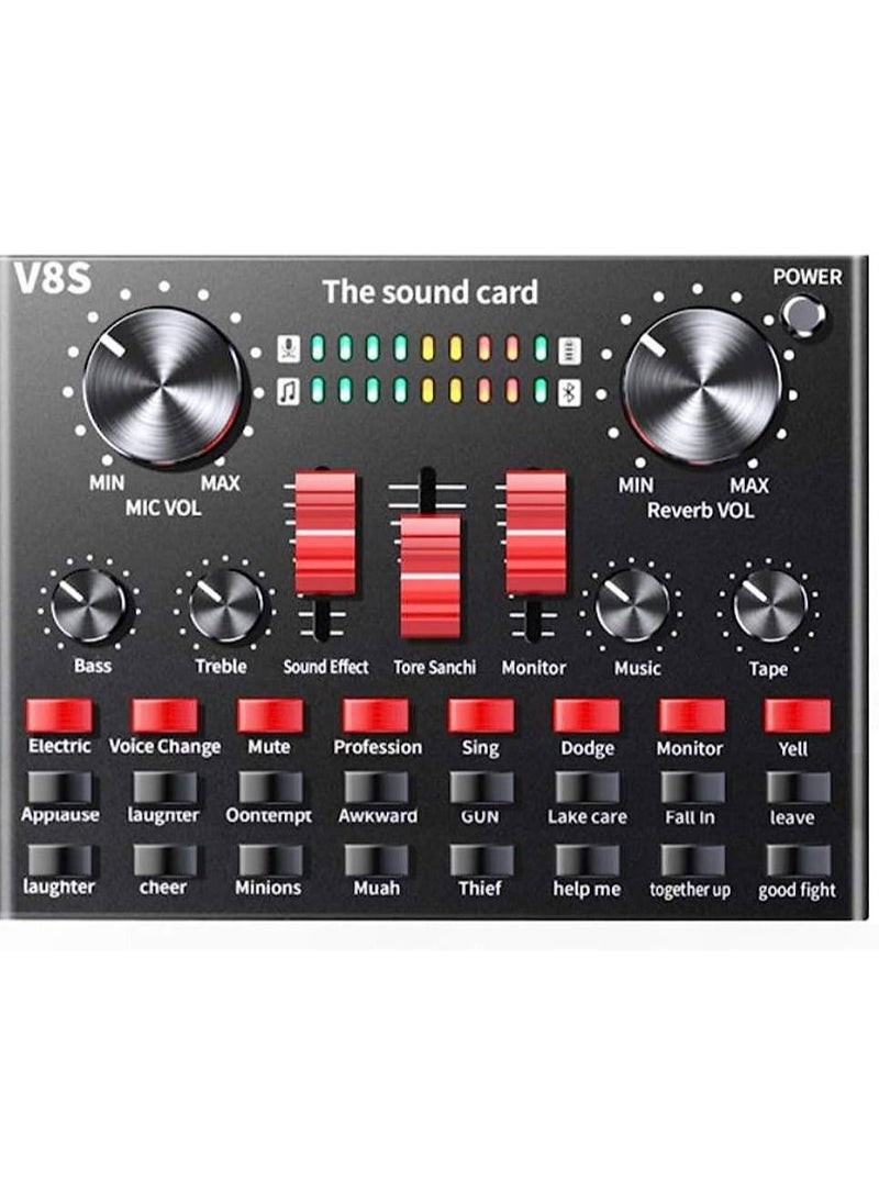V8s Professional Condenser Microphone With V8S Live Sound Card And Studio Recording Broadcasting Set Black/Gold  - Image 3