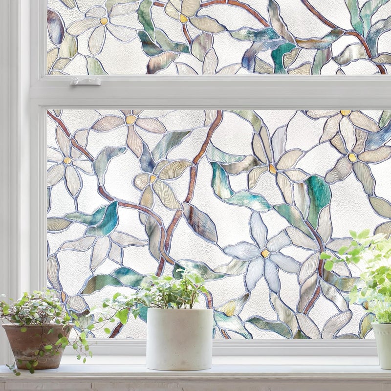 Artscape Jasmine | Privacy Window Film with Vibrant Colored Pattern | Non-Adhesive & UV Protection | Easy to Apply & Removable | 24 x 36 Inches | Made in USA - Image 1