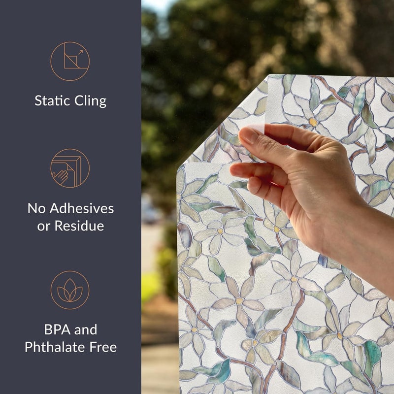 Artscape Jasmine | Privacy Window Film with Vibrant Colored Pattern | Non-Adhesive & UV Protection | Easy to Apply & Removable | 24 x 36 Inches | Made in USA - Image 5