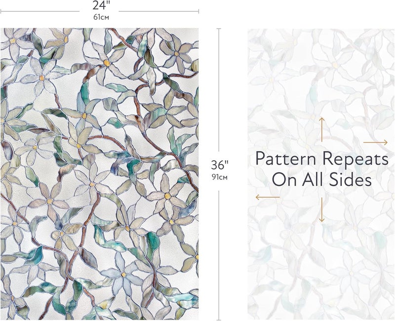 Artscape Jasmine | Privacy Window Film with Vibrant Colored Pattern | Non-Adhesive & UV Protection | Easy to Apply & Removable | 24 x 36 Inches | Made in USA - Image 4