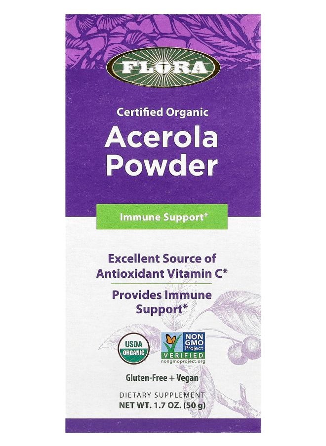 Flora Certified Organic Acerola Powder 1.7 oz (50 g) 