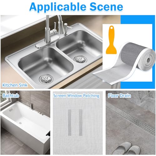 BendJoy Drain Cover Self Adhesive Mesh Roll, Drain Guard Mesh Strainer for Sink, Bathroom & Kitchen, Floor Drain Stickers, PVC, White, Brushed Finish - Image 5