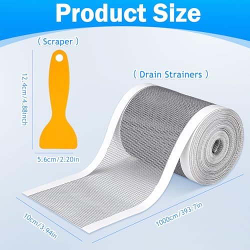 BendJoy Drain Cover Self Adhesive Mesh Roll, Drain Guard Mesh Strainer for Sink, Bathroom & Kitchen, Floor Drain Stickers, PVC, White, Brushed Finish - Image 2