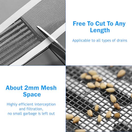 BendJoy Drain Cover Self Adhesive Mesh Roll, Drain Guard Mesh Strainer for Sink, Bathroom & Kitchen, Floor Drain Stickers, PVC, White, Brushed Finish - Image 3