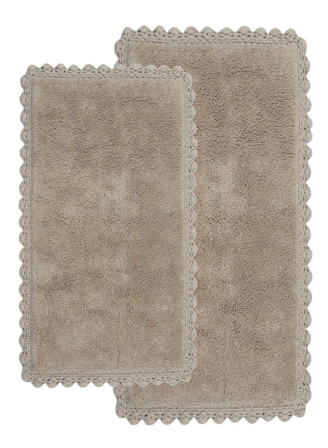 Chesapeake Merchandising Crochet 2-Piece Bath Rug Set, 21" x 34" & 17" x 24", Linen - Image 1