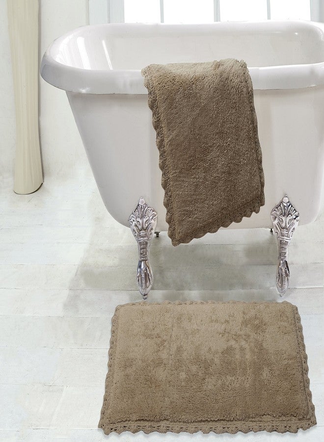 Chesapeake Merchandising Crochet 2-Piece Bath Rug Set, 21" x 34" & 17" x 24", Linen - Image 2