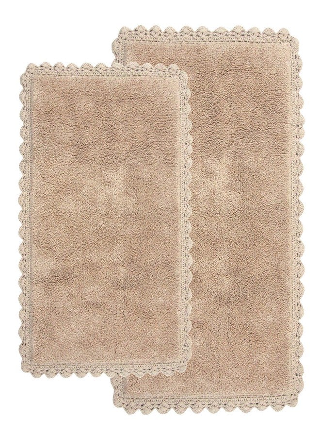 Chesapeake Merchandising Crochet 2-Piece Bath Rug Set, 21" x 34" & 17" x 24", Linen - Image 3