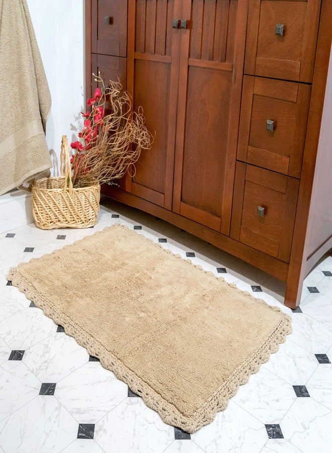 Chesapeake Merchandising Crochet 2-Piece Bath Rug Set, 21" x 34" & 17" x 24", Linen - Image 4