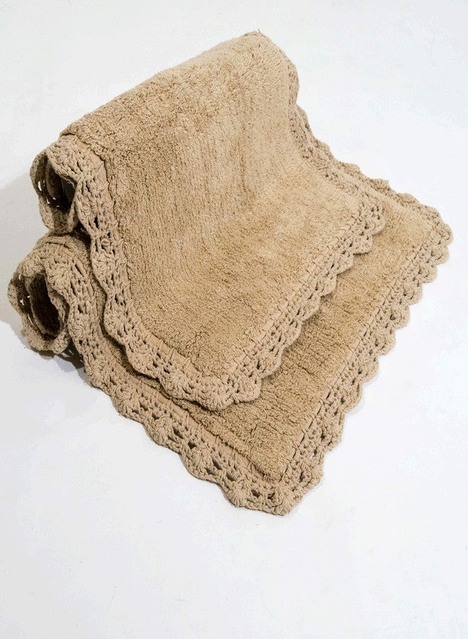 Chesapeake Merchandising Crochet 2-Piece Bath Rug Set, 21" x 34" & 17" x 24", Linen - Image 5