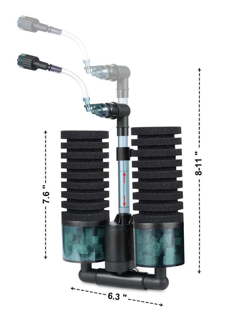 SYOSI - Aquarium Sponge Filter Bubbler with Ultra Quiet Water Pump and Ceramic Balls Mini 3 in 1 silent Fish Tank Electric Filter Oxygen Pump IPX8 Watterproof for Fish Shrimp Breeding Tank 15-50 Gallon - Image 1