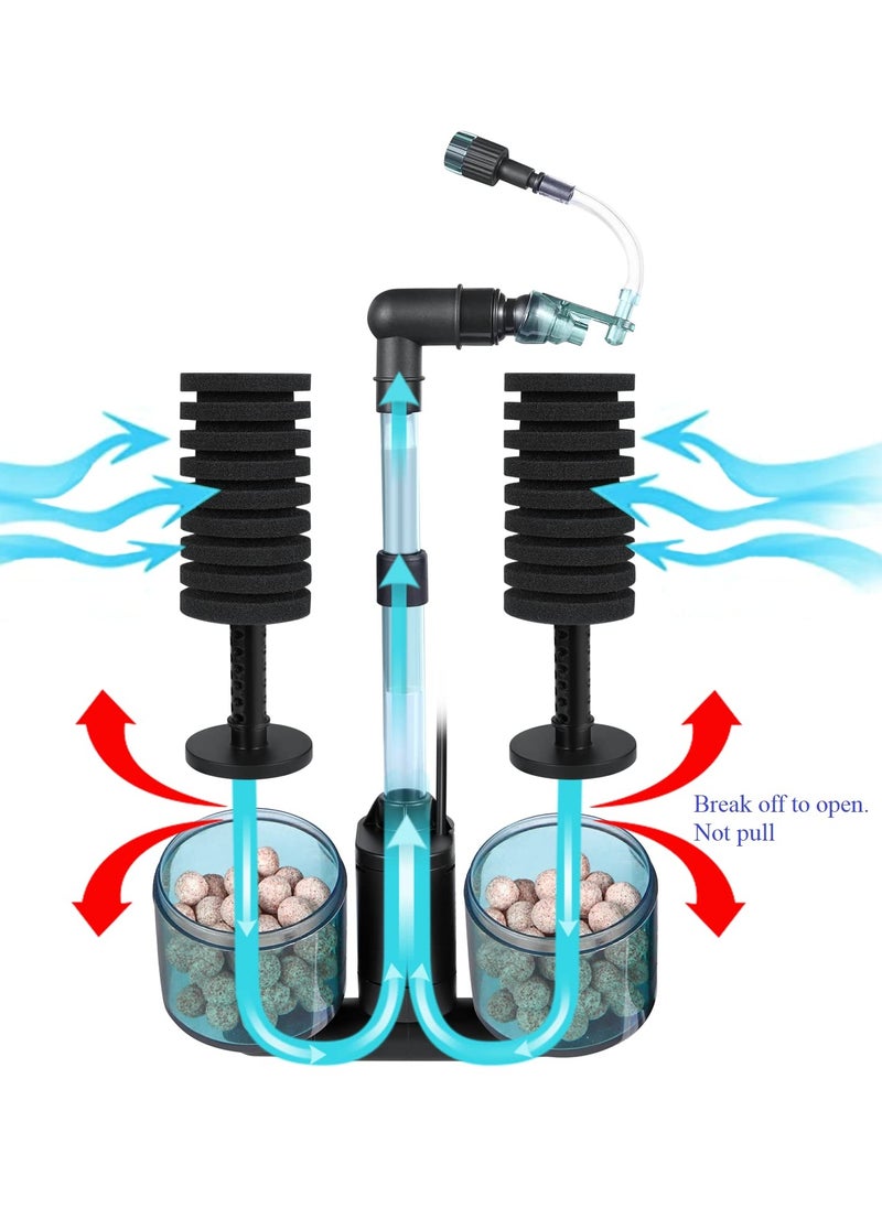 SYOSI - Aquarium Sponge Filter Bubbler with Ultra Quiet Water Pump and Ceramic Balls Mini 3 in 1 silent Fish Tank Electric Filter Oxygen Pump IPX8 Watterproof for Fish Shrimp Breeding Tank 15-50 Gallon - Image 1