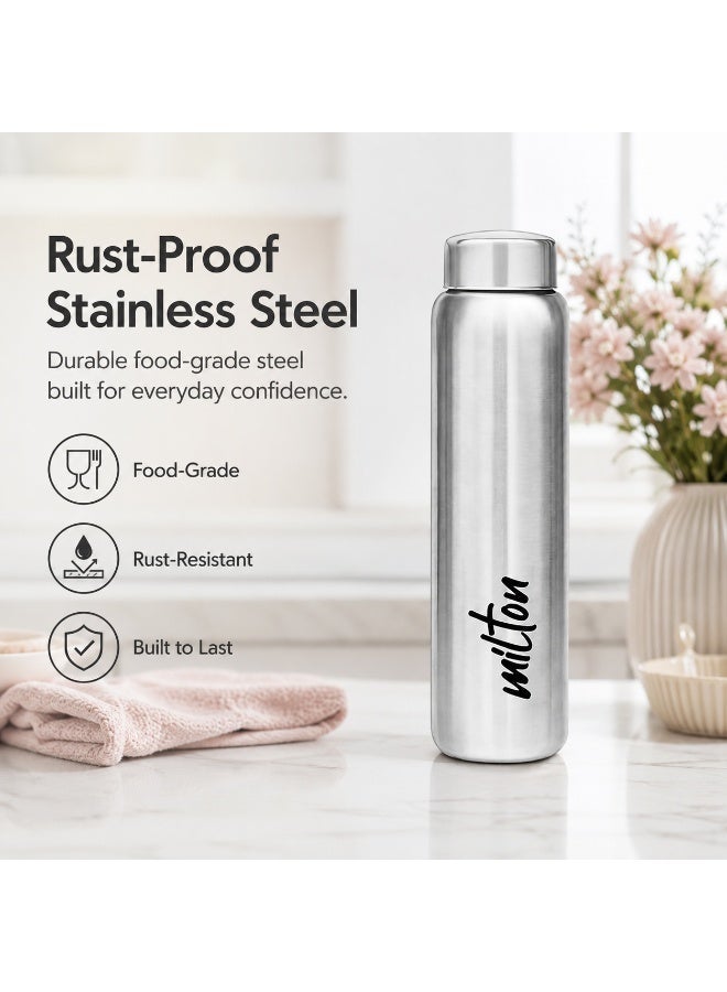 Milton Stainless Steel Water Bottle, 920 ml, Leakproof Lid for Everyday Hydration, Reusable Drinkware, Silver, 1 Piece - Image 3