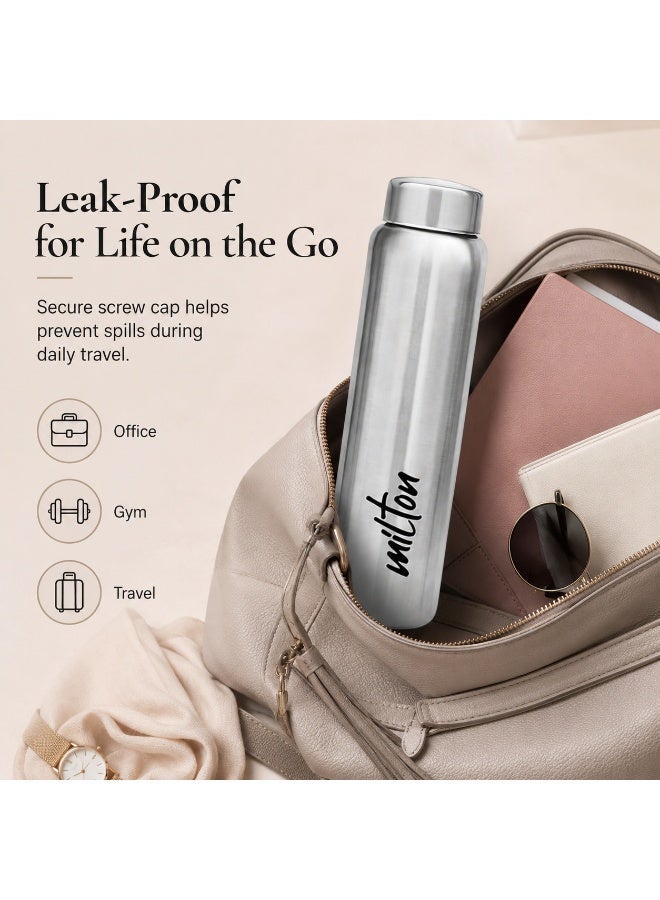 Milton Stainless Steel Water Bottle, 920 ml, Leakproof Lid for Everyday Hydration, Reusable Drinkware, Silver, 1 Piece - Image 4