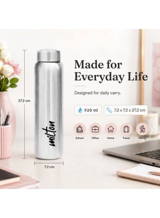 Stainless Steel Water Bottle, 920 ml, Leakproof Lid for Everyday Hydration, Reusable Drinkware, Silver, 1 Piece - view 5