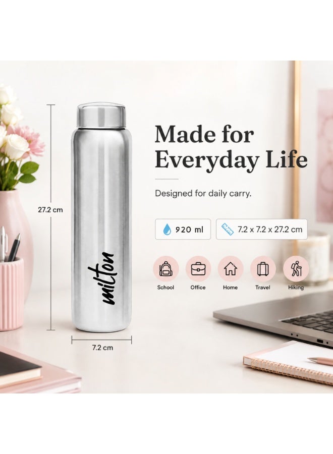 Milton Stainless Steel Water Bottle, 920 ml, Leakproof Lid for Everyday Hydration, Reusable Drinkware, Silver, 1 Piece - Image 5