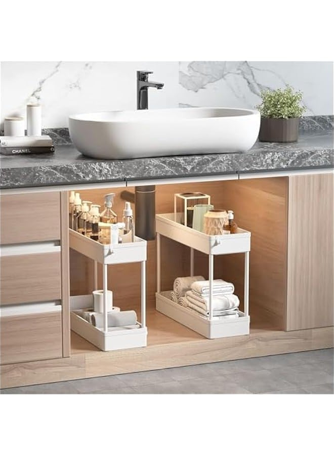 Beauenty Slim Storage Cart 4 Tier Mobile Shelving Unit Organizer, Utility Rolling Shelf Cart with Wheels for Bathroom Kitchen Bedroom Office Laundry Narrow Places (White) - Image 4