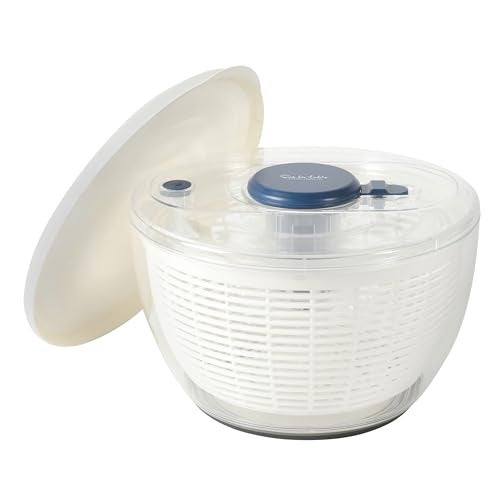 Sur La Table Kitchen Essential 6.3 Qt Salad Spinner, Fruit Wahser, Fruit Washing Bowl with Strainer, Vegertable Cleaner, Salad Cleaner, Lettuce Washer - Navy Blue - Image 1