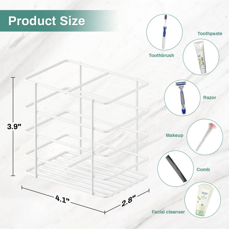 Oasiteege Shower Toothbrush Holder Wall Mounted, Adhesive Toothpaste Organizer for Bathroom Wall, Hanging Razor Tooth Brush Holder Caddy with Drainage, White RV Camper Bathroom Accessories Decor - Image 3
