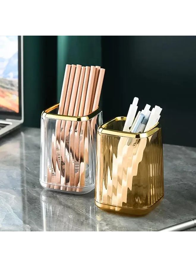 Luxury Makeup Organizer Green Cosmetic Case Desk Storage Box With Brush Slots For Vanity And Office - Image 4