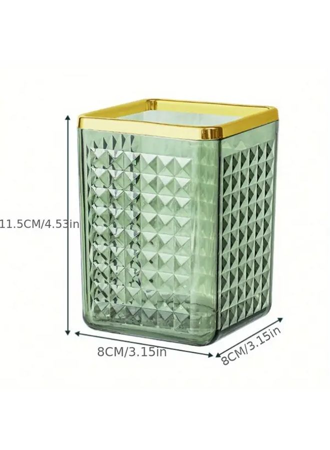 Luxury Makeup Organizer Green Cosmetic Case Desk Storage Box With Brush Slots For Vanity And Office - Image 3