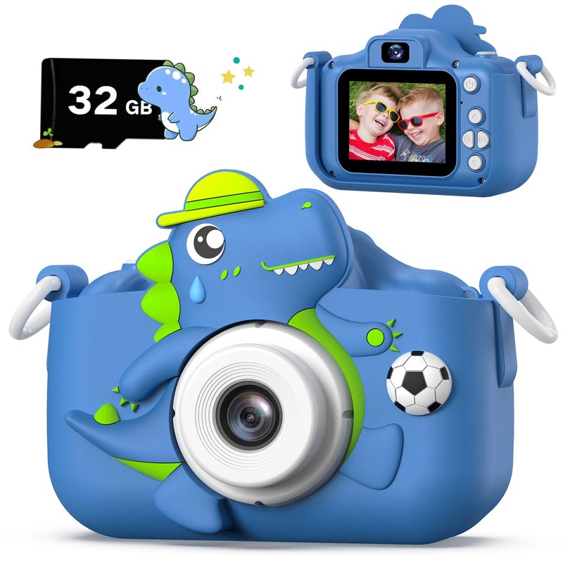 Cimizi Dinosaur Kids Camera for Boys Girls Toddler Digital Selfie Camera with Cute Protective Cover and 32G SD Card Christmas Birthday Gifts Toys for 3 4 5 6 7 8 9 10 11 12 Years Old Little Girls and Boys - Image 2