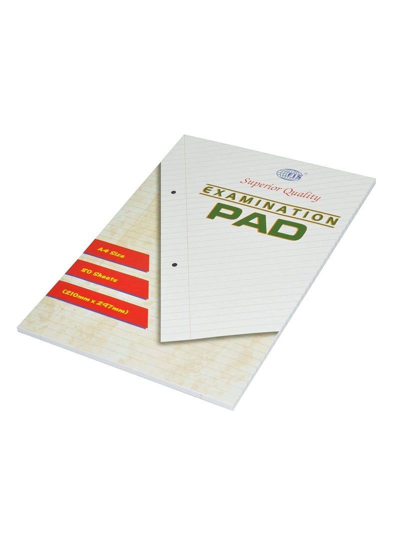 FIS 10-Piece FIS Examination Pad, Single Ruled, 2 Holes, 60 gsm, A4 Size (80 Sheets x 10 Pcs) - FSPDEPA480 - Image 2