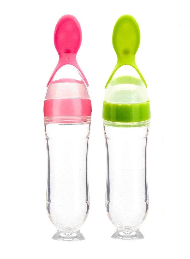 Atipriya Infant Baby Squeezy Food Grade Silicone Bottle Feeder with Soft Silicon| Spoon Feeder| Caracal Feeder| Rice Paste Milk Food Feeder 90 ML (Pack of 2) - Image 1