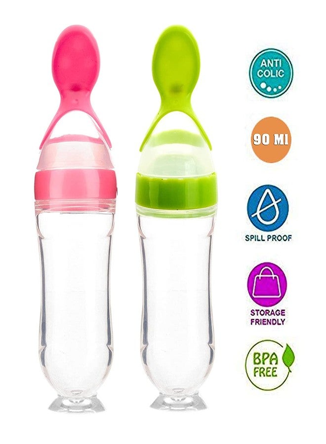 Atipriya Infant Baby Squeezy Food Grade Silicone Bottle Feeder with Soft Silicon| Spoon Feeder| Caracal Feeder| Rice Paste Milk Food Feeder 90 ML (Pack of 2) - Image 2