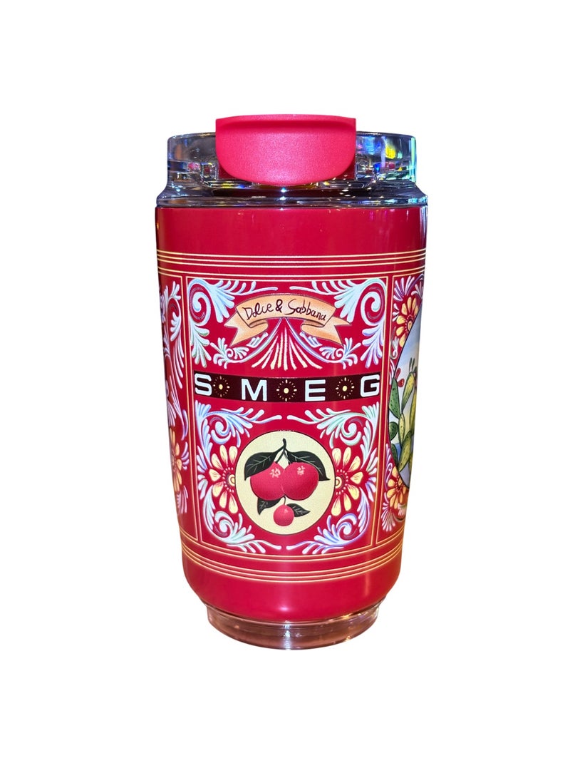 smeg Coffee Mug, 50s Style Wall Mug, Leak Proof Anti Slip Insulated Travel Mug, Lightweight And Portable Coffee Tumbler, Easy To Clean Thermos Cup For Tea Coffee, (1pc, Red, 320ml) - Image 1