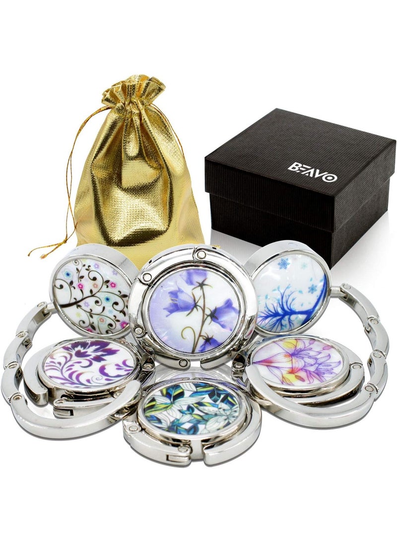 BEAVOING Set of 6 Mixed Pattern Foldable Womens Bag Purse Hook Handbag Hanger Holder - Image 1