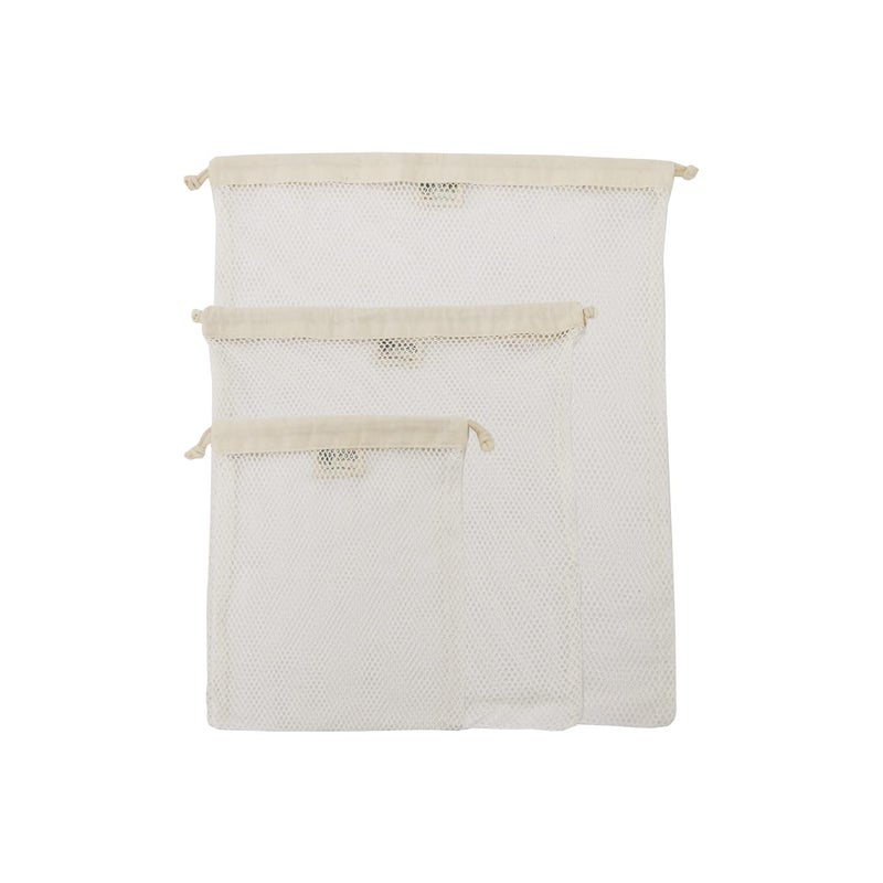 Simple Ecology Organic Cotton Mesh Laundry Bag Machine Washing Bags for Delicates Lingerie and Garments Set of 3 S M L