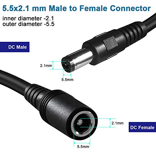 SIOCEN Dc Power Extension Cable,5.5mm x 2.1mm 12v Extension Cord 13FT Security Camera Cable DC Male to Female Extender Wire for CCTV IP Indoor Camera Dvr Standalone LED Strip,DC Supply Adapter - Image 4