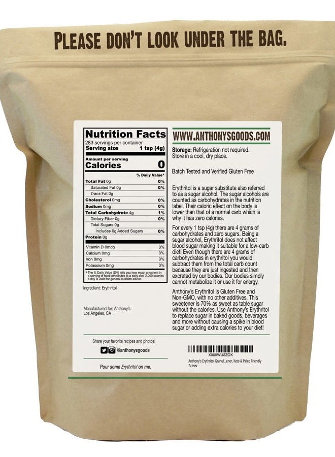 Anthony's Erythritol Granules, 2.5 lb, Non GMO, Sweetener, Keto & Paleo Friendly - Image 2