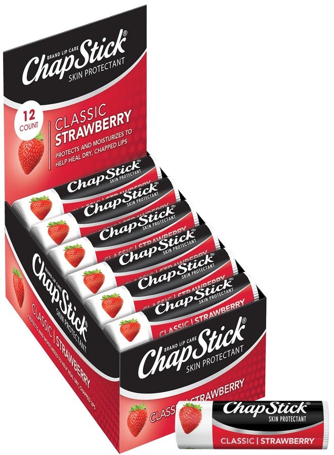 ChapStick Classic Strawberry Lip Balm Tubes, Lip Care and Lip Moisturizer - 0.15 Oz (Pack of 12) - Image 1