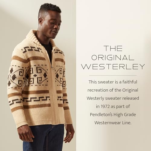 Pendleton The Original Westerley, Cardigan Sweater with Zipper and Metal Ring Loop, 100% Virgin Wool, Sweaters for Men, Heavy Cable Knitted Sweater - Image 2