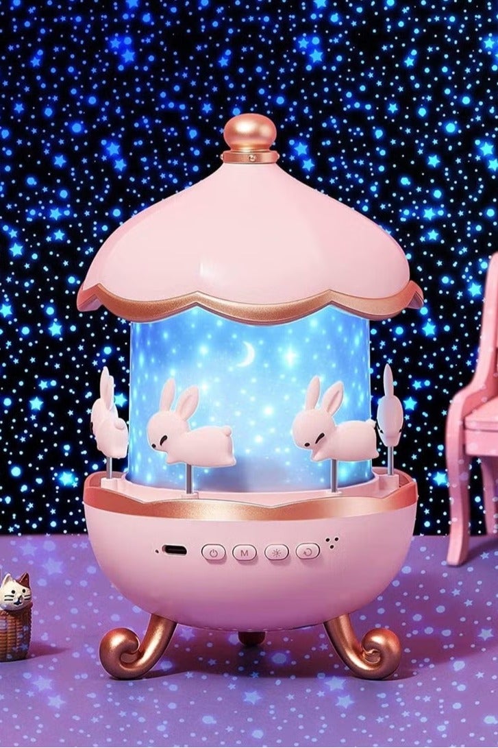 BlueFire Rabbit Star Projector Night Light for Kids – 6 Film Rotating Galaxy & Starry Sky Projector, USB Rechargeable, 5 Color Changing LED Baby Night Light for Bedroom, Girls, Boys – Cute Gift for Christmas, Birthday - Image 1