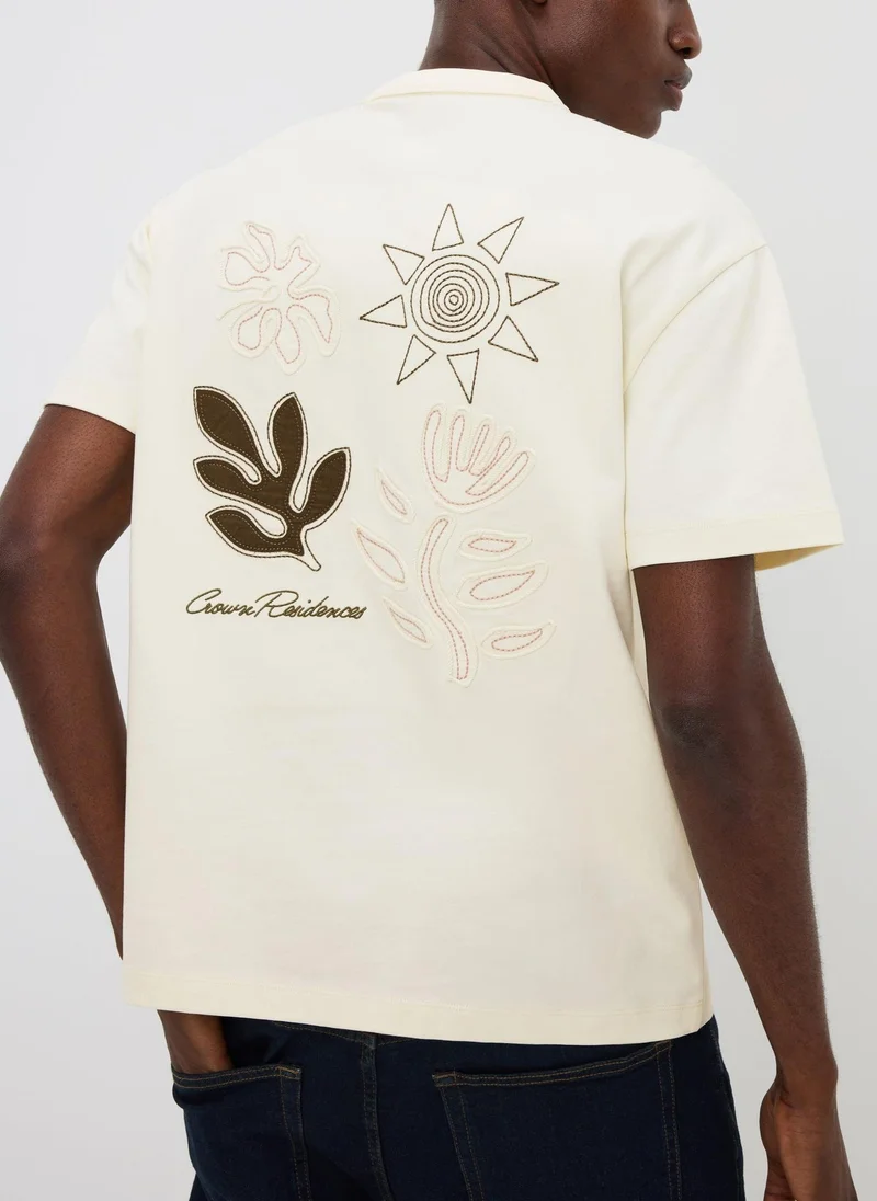 ماتلان Cream Abstract Printed T-Shirt