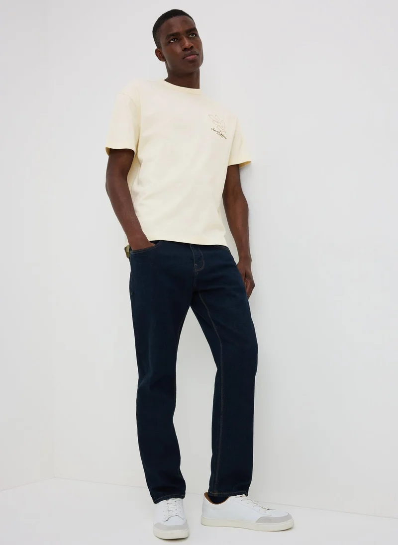 Cream Abstract Printed T-Shirt