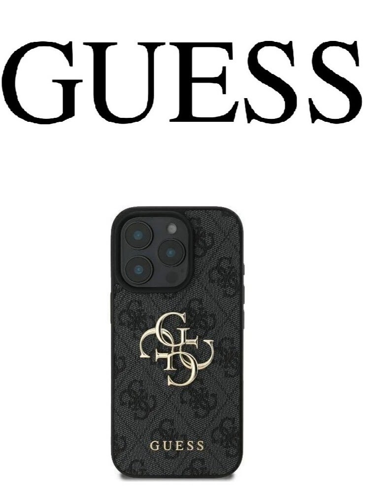 CG MOBILE IPhone 16 Pro cover, with a logo and a leather design approved by the global brand Guess. From CG-MOBILE. In Black  - Image 3