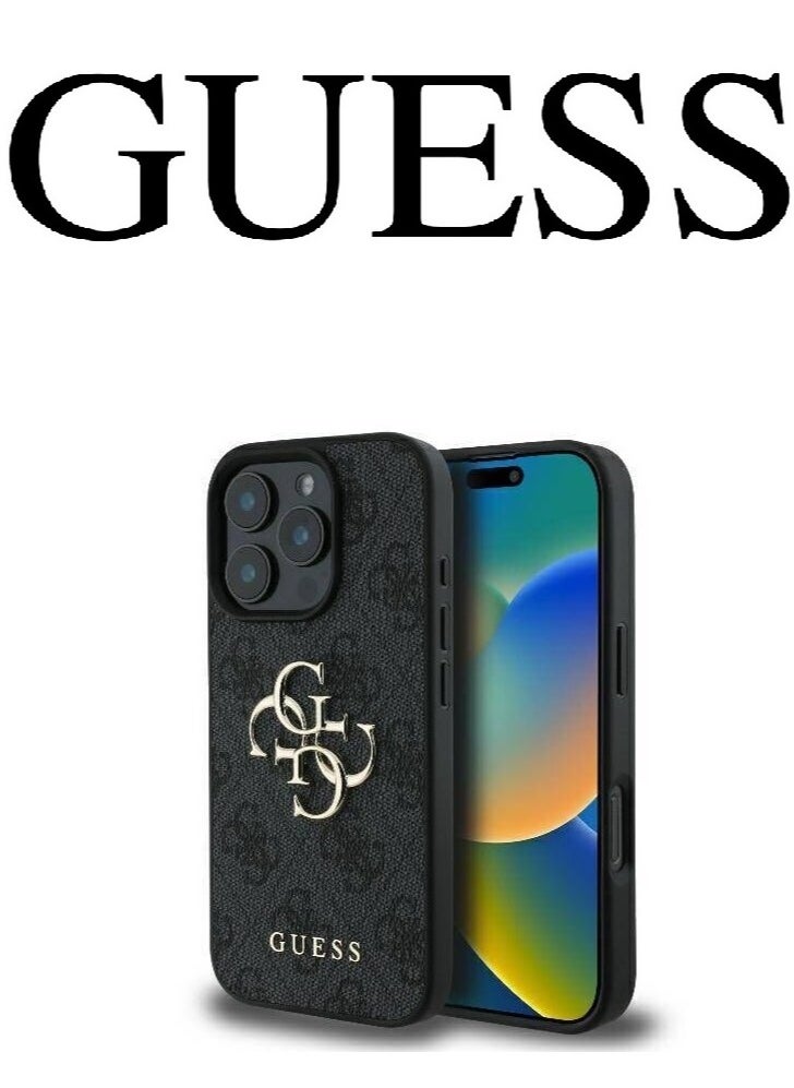 CG MOBILE IPhone 16 Pro cover, with a logo and a leather design approved by the global brand Guess. From CG-MOBILE. In Black  - Image 2