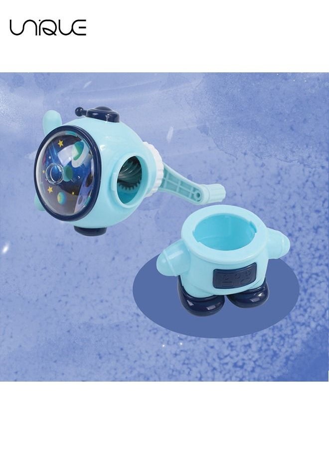 Unique - Pencil Sharpeners, 3 Gears Adjustable Colored Pencil Sharpener, Space Rabbit Shape High Capacity Shavings Tray, Manual Pencil Sharpener for Teachers, Artists, Engineers, Architects (Blue) - Image 1