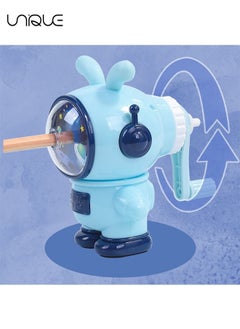 Unique Pencil Sharpeners, 3 Gears Adjustable Colored Pencil Sharpener, Space Rabbit Shape High Capacity Shavings Tray, Manual Pencil Sharpener for Teachers, Artists, Engineers, Architects (Blue)  - Image 3