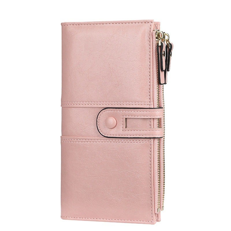 Baellerry Womens Long Korean Wallet Large Capacity Fashion Clutch Pink