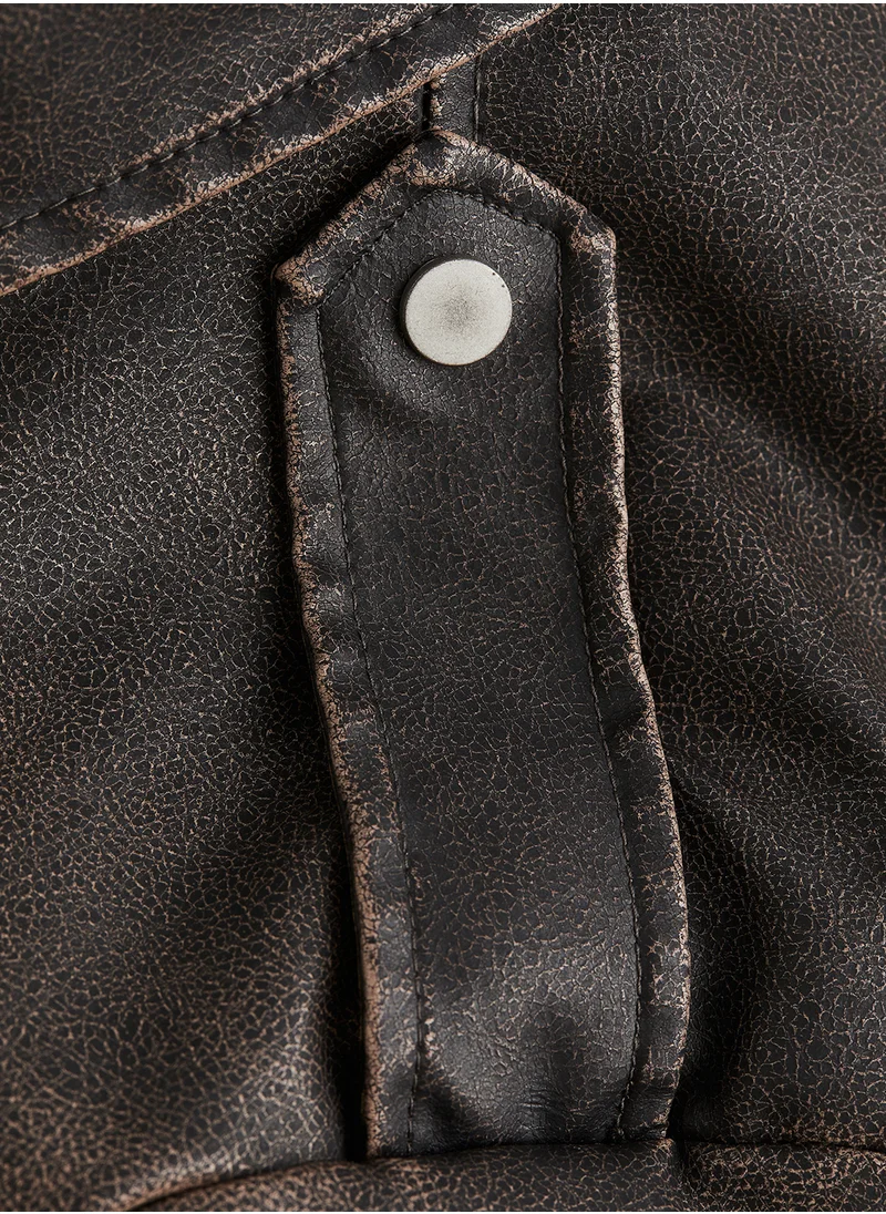 H&M Distressed-Look Shoulder-Pad Jacket