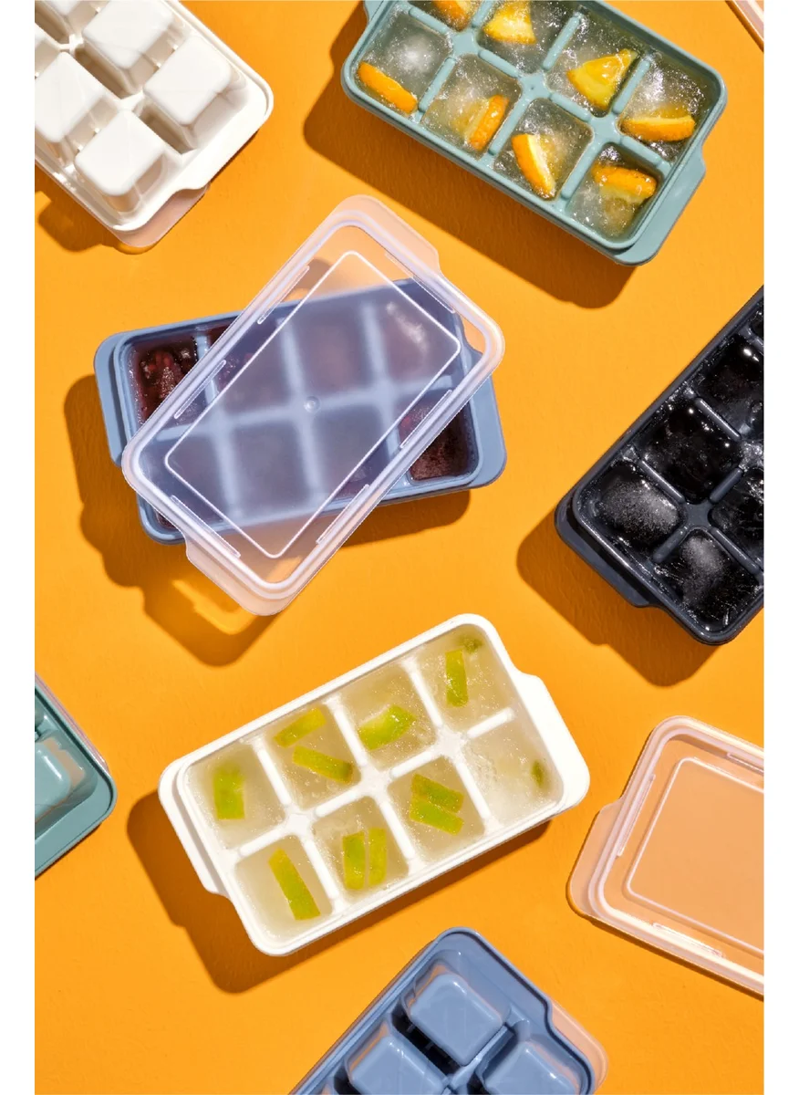فينيف 4 Piece Transparent Lid Ice Cube Tray 8 Compartments Blue