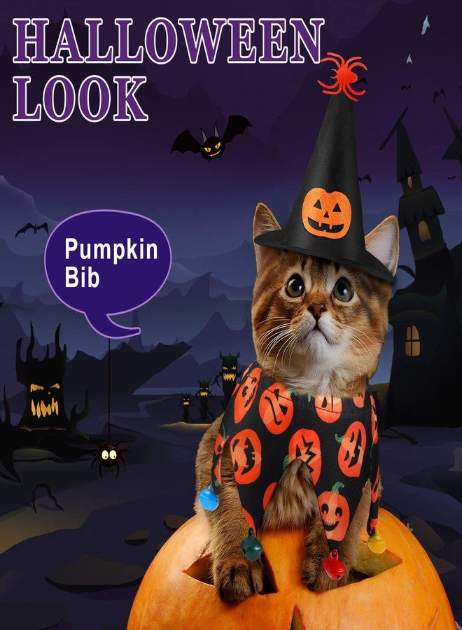 JaGely Halloween 5 Pieces Pet Costume Cat Dogs Cosplay Clothes Vampire Cloak Bat Pumpkin Hat Bib with Bells Wings Dinosaur Dragon Cat Collar Small Kitty Puppy Outfits for Halloween Party Pet Cosplay - Image 4