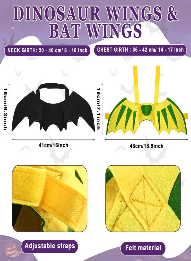 JaGely Halloween 5 Pieces Pet Costume Cat Dogs Cosplay Clothes Vampire Cloak Bat Pumpkin Hat Bib with Bells Wings Dinosaur Dragon Cat Collar Small Kitty Puppy Outfits for Halloween Party Pet Cosplay - Image 2
